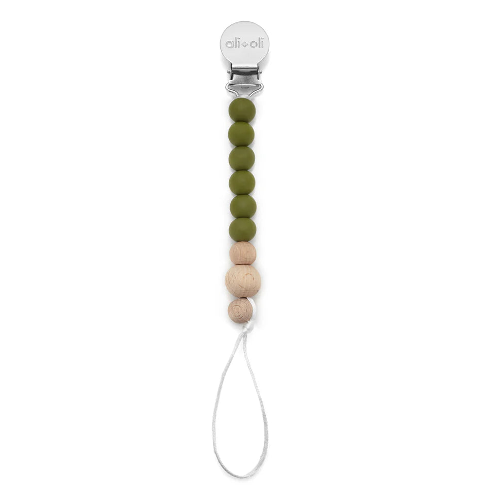 Ali+Oli Silicone Pacifier Clip (Green Wood)