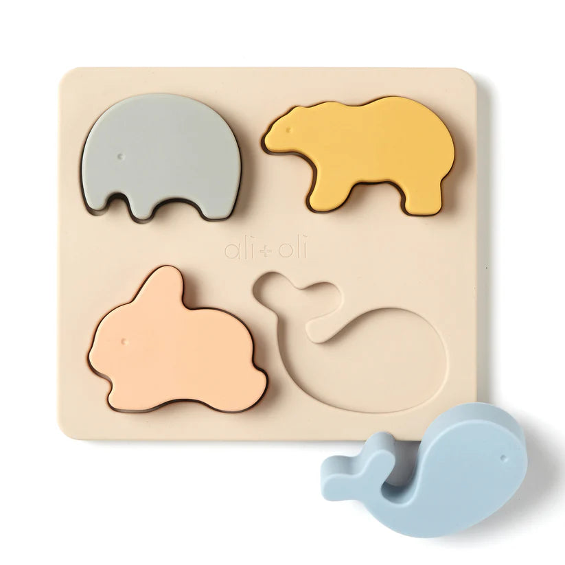 Ali+Oli Baby Soft Silicone Mini-Animal Puzzle (4-pc) Toys for Toddlers