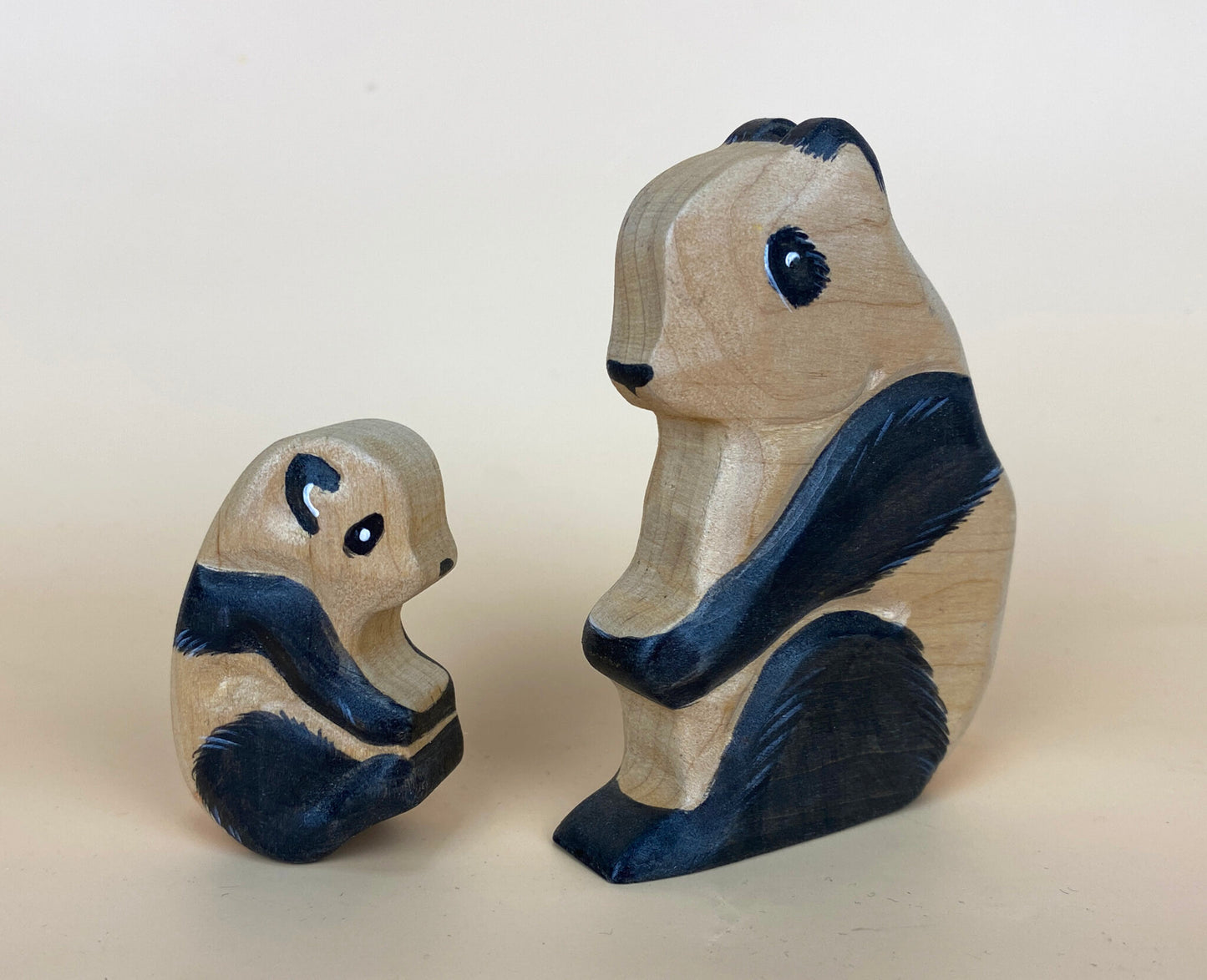 Green Taiga Toys Handmade Wooden Panda Bears