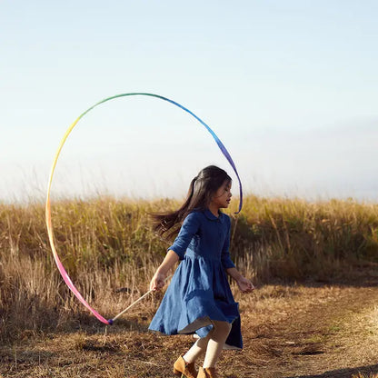 Sarah's Silks Rainbow Silk & Wood Streamer - Wand For Pretend Play