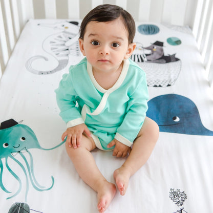 Rookie Humans Cotton Sateen Crib Sheet: Underwater Love