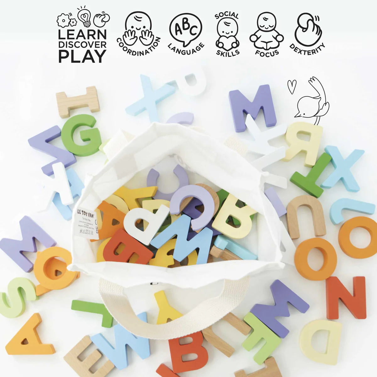 Le Toy Van Wooden Alphabet Set & Bag