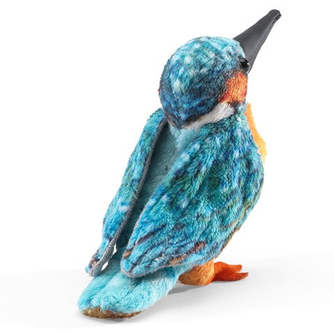 Folkmanis Puppets Realistic Plush Animal Finger Puppet Mini Kingfisher, Common 5"L