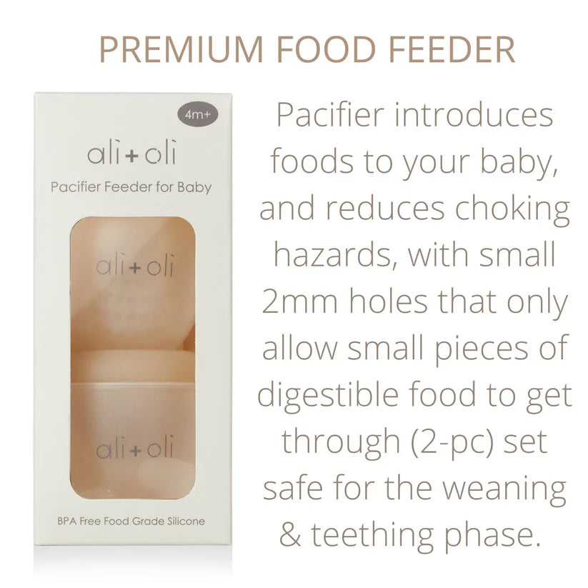 Ali+Oli Food & Fruit Feeder Pacifier Set for Baby (Oat & Coco)