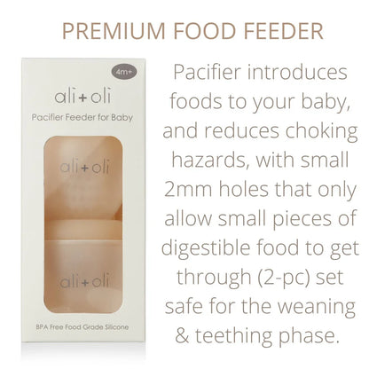 Ali+Oli Food & Fruit Feeder Pacifier Set for Baby (Oat & Coco)