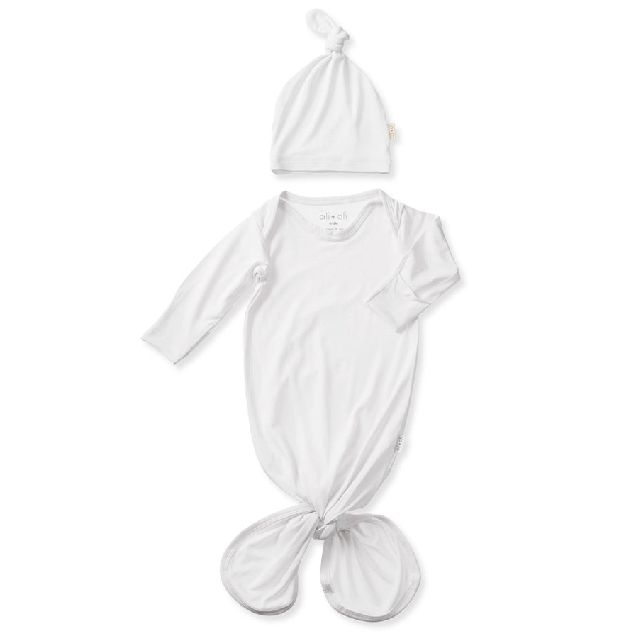 Ali+Oli Bamboo Knotted Baby Gown & Beanie | Cute Newborn Clothes