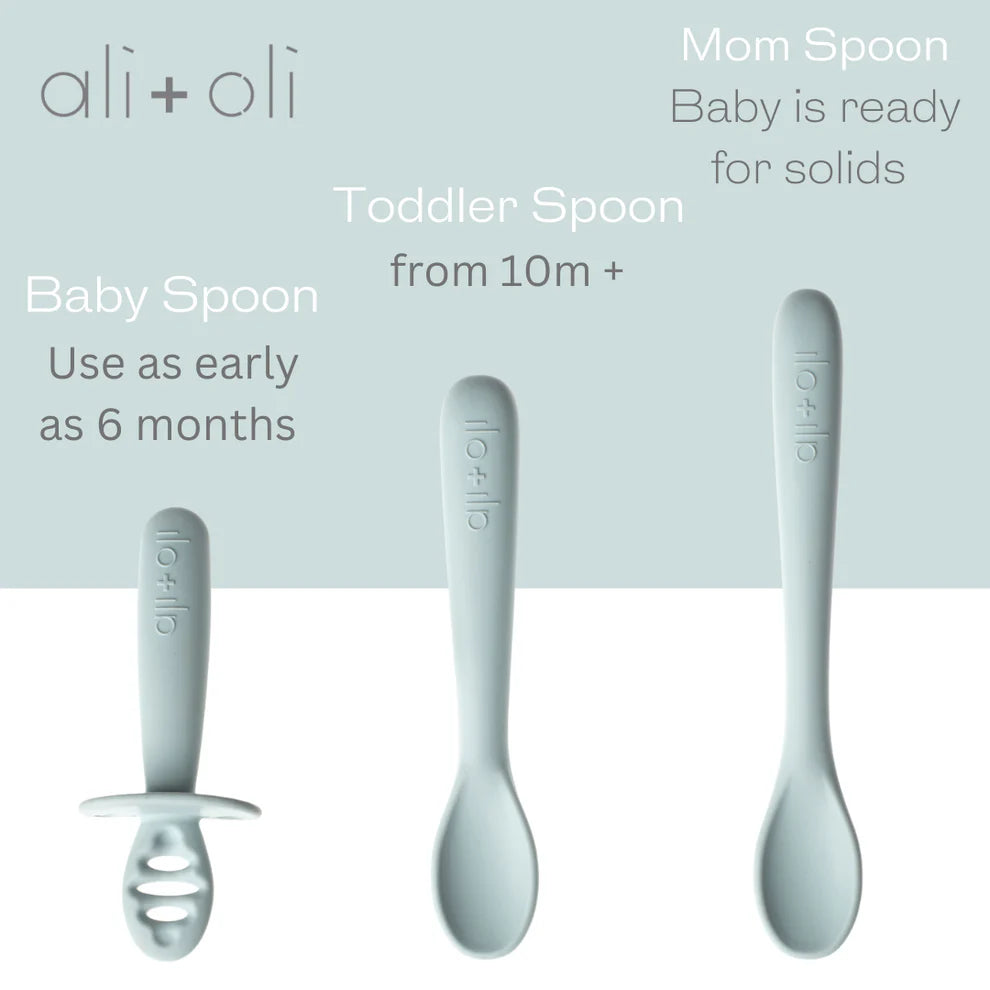 Ali+Oli (3-pc) Multi Stage Spoon Set for Baby (Blue) 6m+