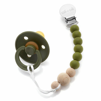 Ali+Oli Silicone Pacifier Clip (Green Wood)