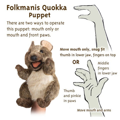 Folkmanis Puppets Realistic Plush Animal Hand Puppet Quokka