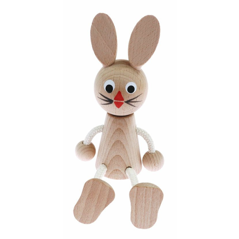 Miva Vacov Wooden Sitting Rabbit Figurine