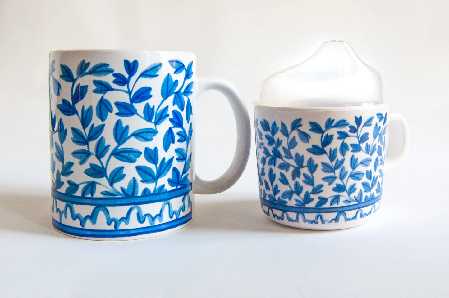 Helmsie Blue and White Mama & Me Cup Set