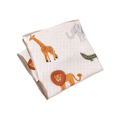 Viverano Organics Savannah Safari - 3D Jacquard Sweater Knit Baby Blankets (Organic Cotton)