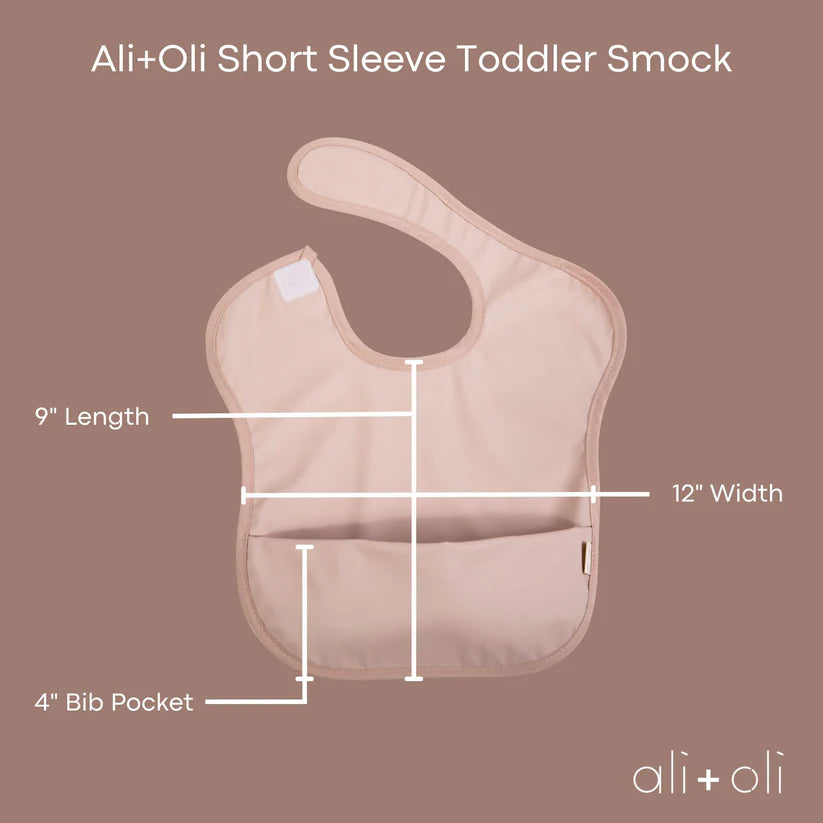 Ali+Oli Smock Bib for Baby & Toddler (2-pc) Long & Short Sleeve Set (Butterfly-Blush)