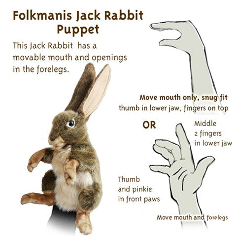 Folkmanis Puppets Realistic Plush Animal Hand Puppet Rabbit, Jack