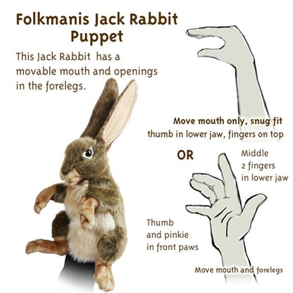 Folkmanis Puppets Realistic Plush Animal Hand Puppet Rabbit, Jack