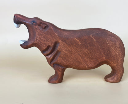 Green Taiga Toys Handmade Wooden Hippopotamus