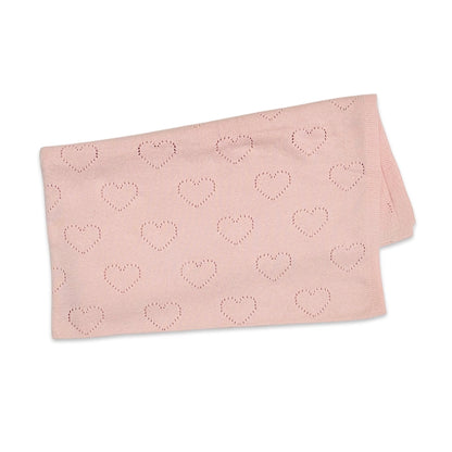 Viverano Organics Love Hearts - Organic Cotton Pointelle Knit Baby Blanket