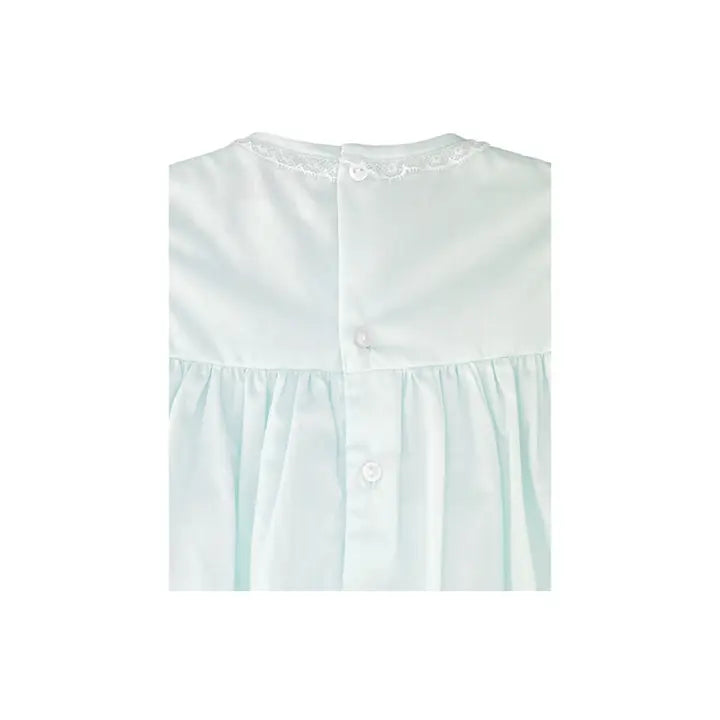 Petit Ami & Zubels Fully Smocked Dress with French Lace in Mint