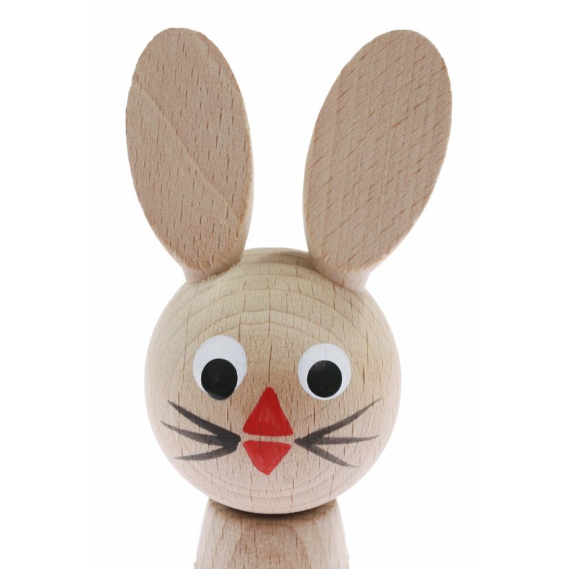 Miva Vacov Wooden Sitting Rabbit Figurine