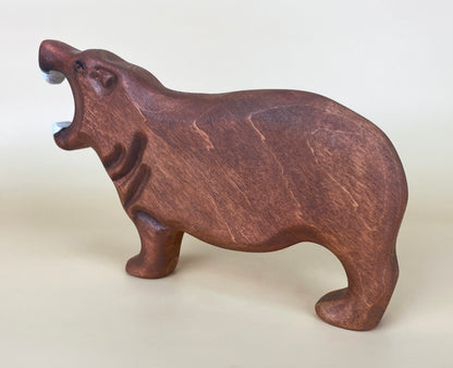 Green Taiga Toys Handmade Wooden Hippopotamus