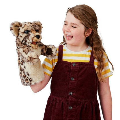 Folkmanis Puppets Realistic Plush Animal Leopard Cub Stage Puppet 14"T