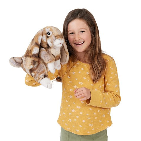 Folkmanis Puppets Realistic Plush Animal Hand Puppet Rabbit, Silky Bunny, 10"L