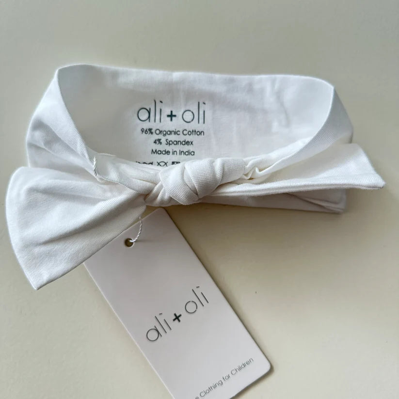 Ali+Oli Ultra-Soft Organic Cotton Knotted Bow (White)