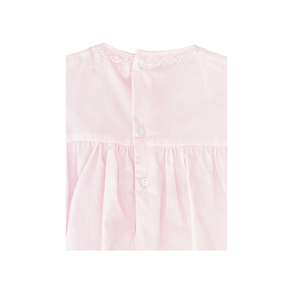 Petit Ami & Zubels Fully Smocked Dress with French Lace in Pink