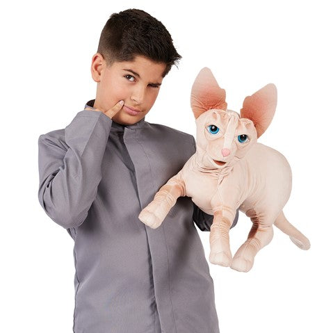 Folkmanis Puppets Realistic Plush Animal Hand Puppet Cat, Sphynx 22"L