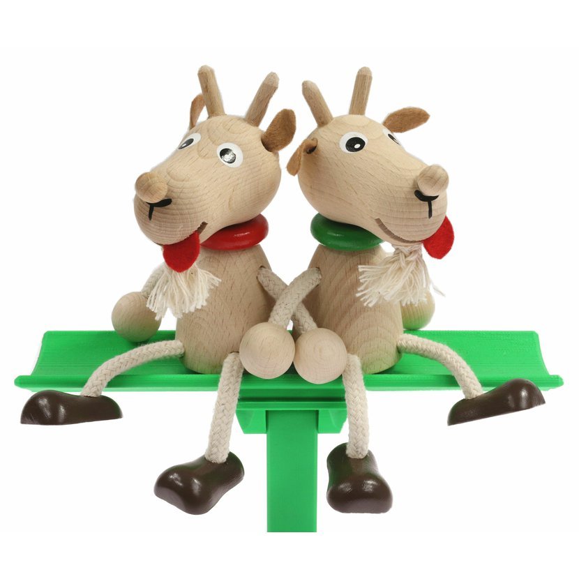 Miva Vacov Wooden Sitting Goat Figurine