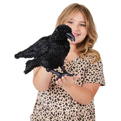 Folkmanis Puppets Realistic Plush Animal Hand Puppet Crow, 11"L