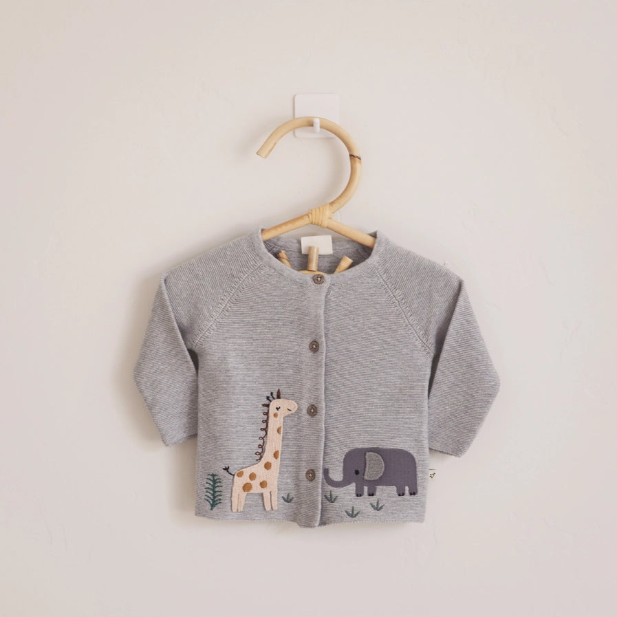 Viverano Organics Animal Safari Embroidered Baby Cardigan Sweater (Organic)