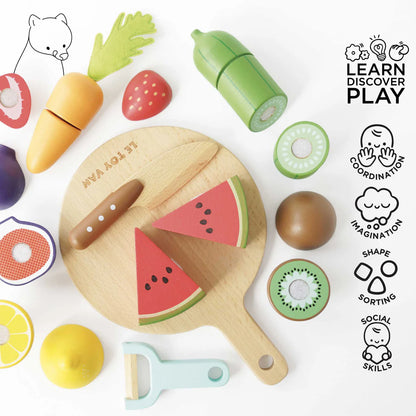 Le Toy Van Wooden Chopping Board & Sliceable Play Food