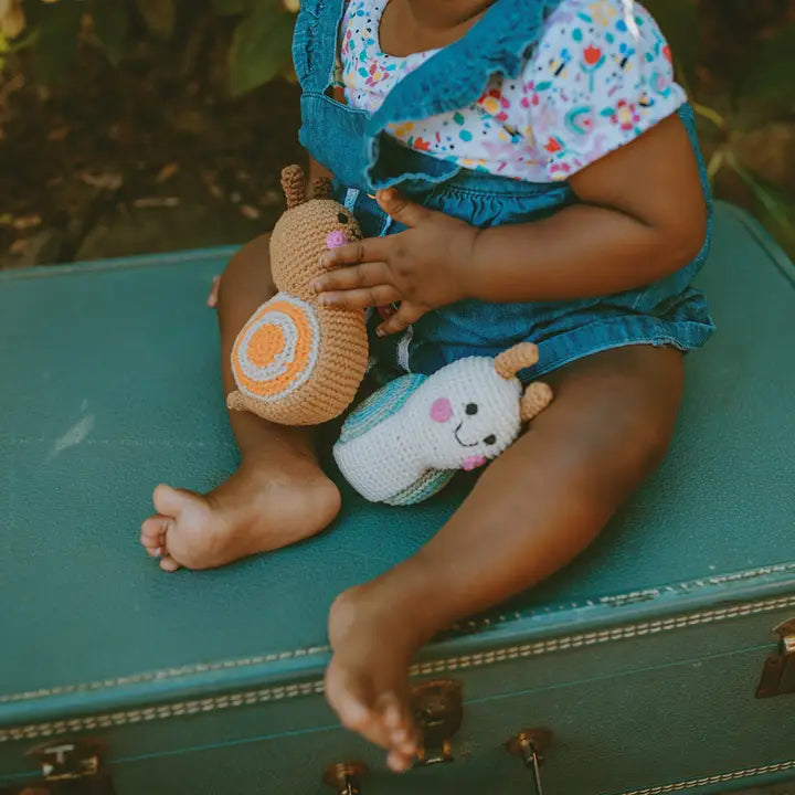 Pebble Garden Bug - Plush Snail Rattle