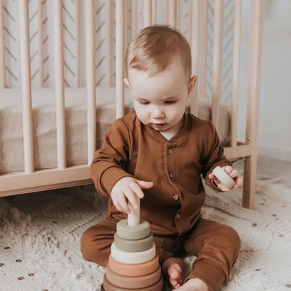 SABO Concept Wooden Ring Stacker Toy Stacking Toy Baby Gift Olive Rings