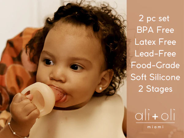 Ali+Oli Food & Fruit Feeder Pacifier Set for Baby (Oat & Coco)