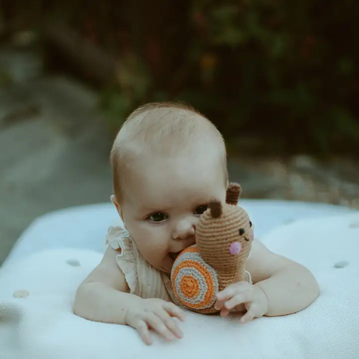 Pebble Garden Bug - Plush Snail Rattle