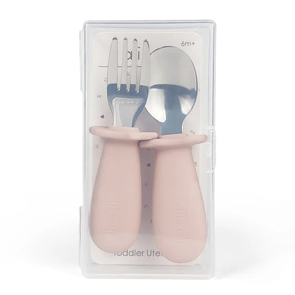 Ali+Oli Spoon & Fork Learning Set for Toddlers (Powder Pink) 6m+