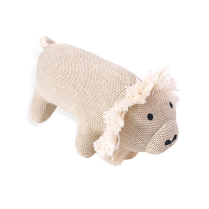 Viverano Organics Lion Knit Stuffed Animal Soft Baby Toy (Organic Cotton)