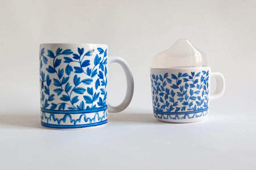 Helmsie Blue and White Mama & Me Cup Set